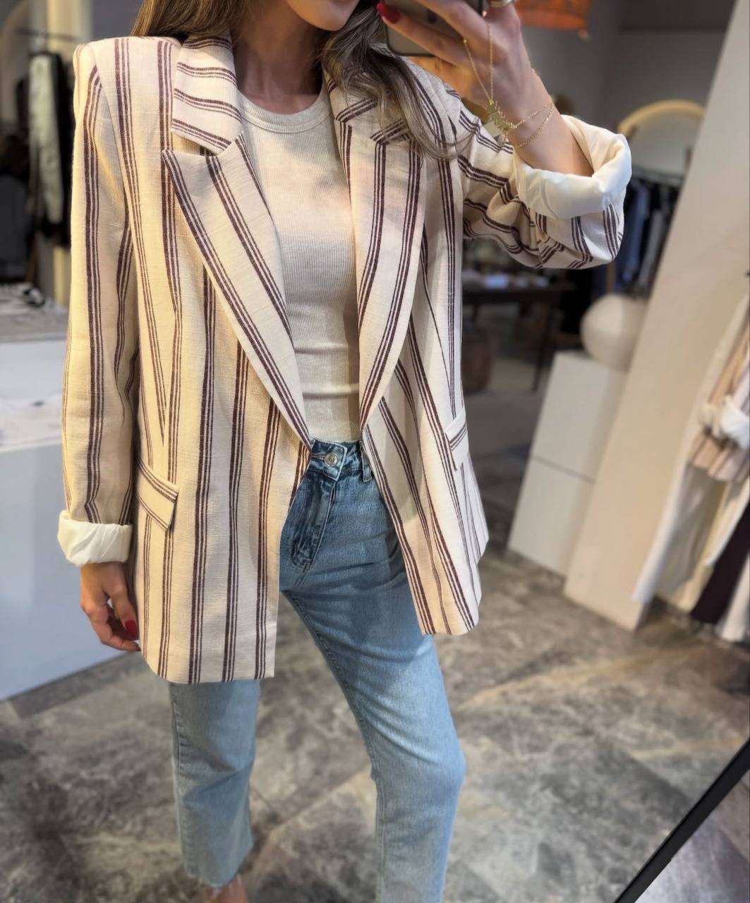 Veste Azline Pierre rayure Bordeaux