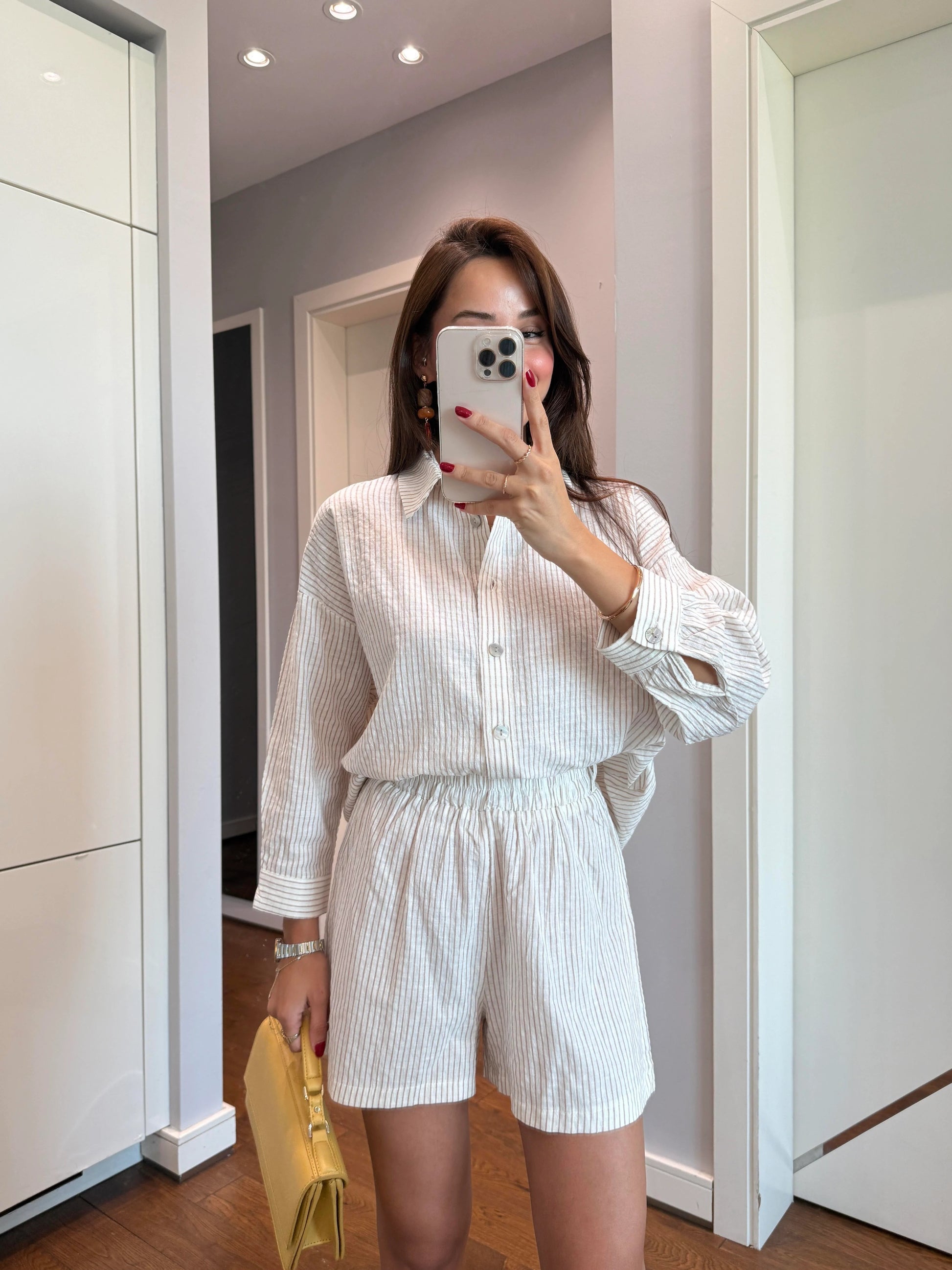 Short Nisa Blanc Rayure Creme