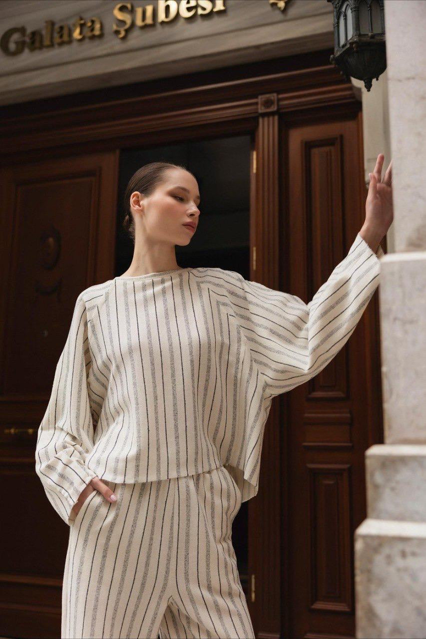 Pantalon Inara Blanc Rayé