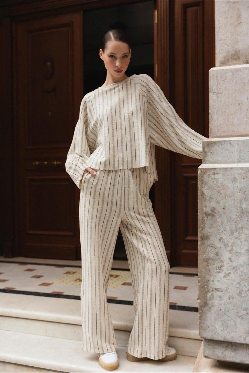 Pantalon Inara Blanc Rayé