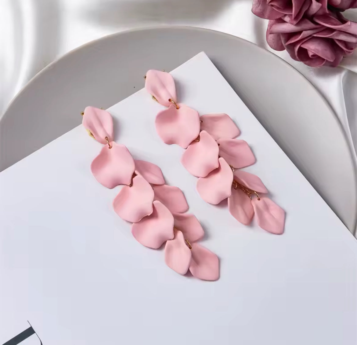 Boucles D’oreilles Pétales De Rose Longue