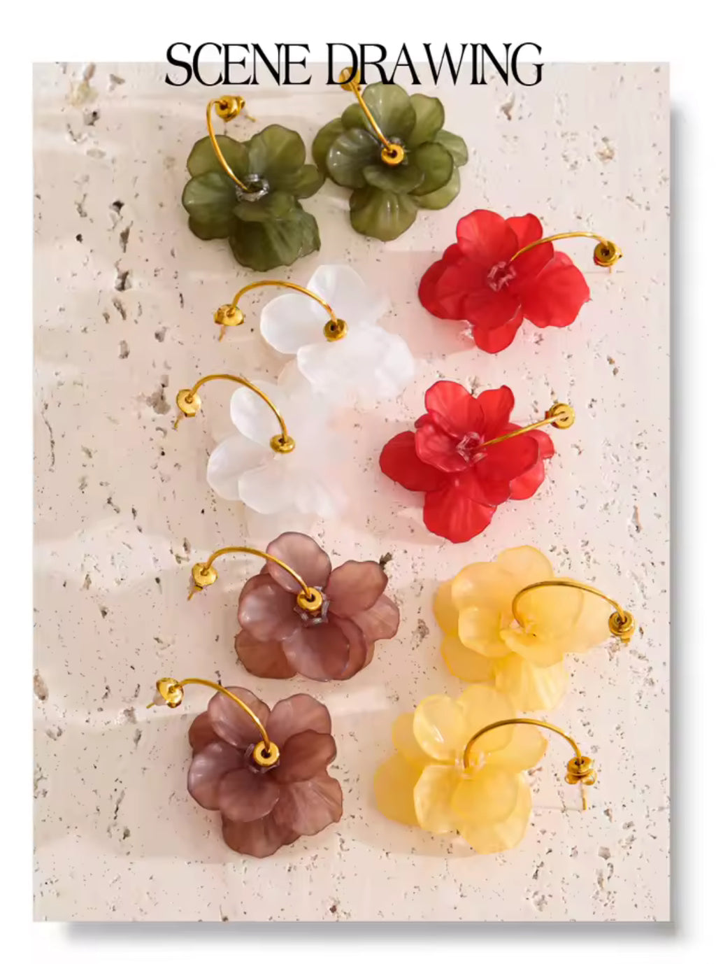 Boucles D’oreilles Fleur Résine