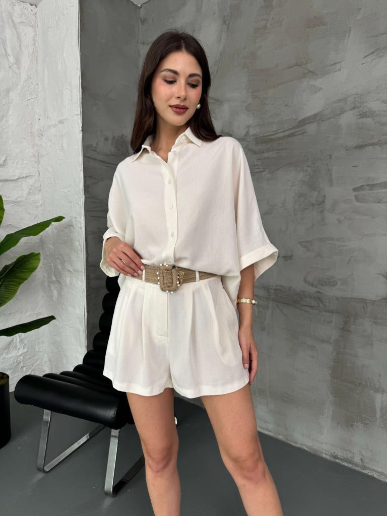 Short uni Melek Blanc