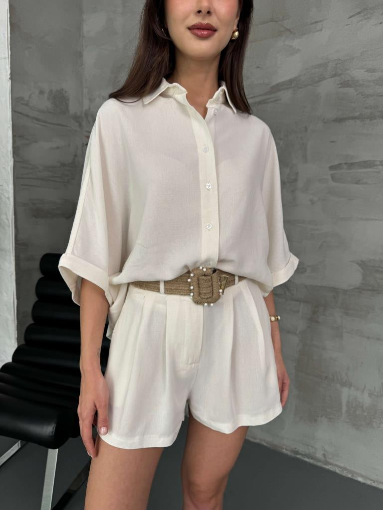 Short uni Melek Blanc