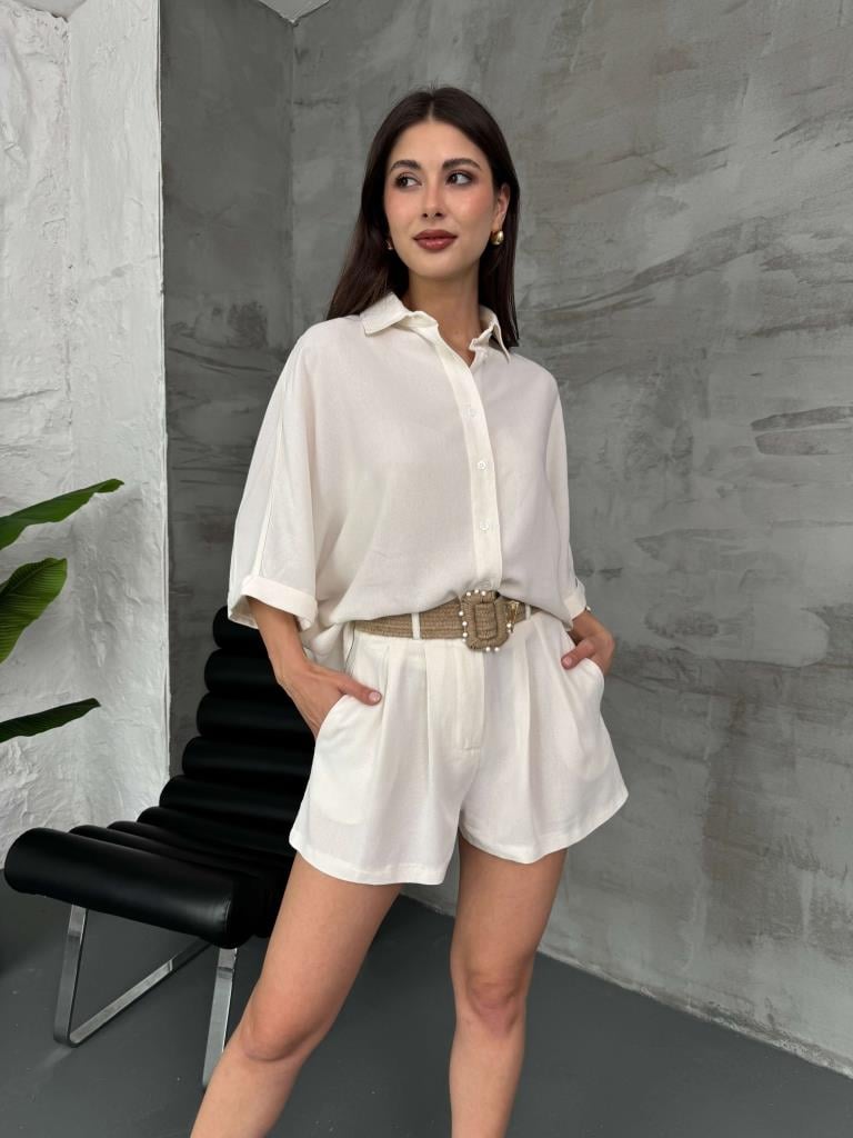 Short uni Melek Blanc