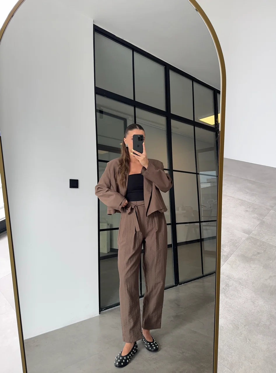 Pantalon Yasemin Marron